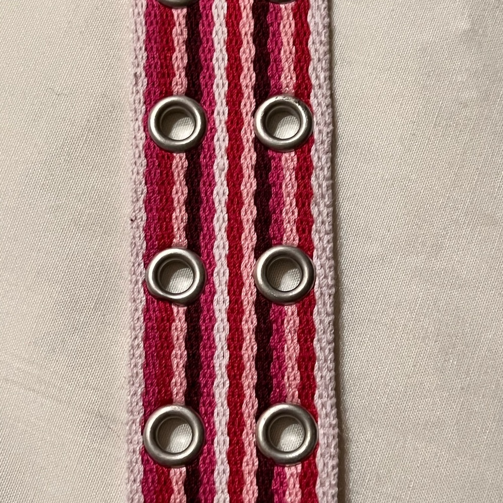 AEROPOSTALE Multi color striped silver tone Belt Style 3902 Womens 36” x 1.5” - Picture 4 of 7